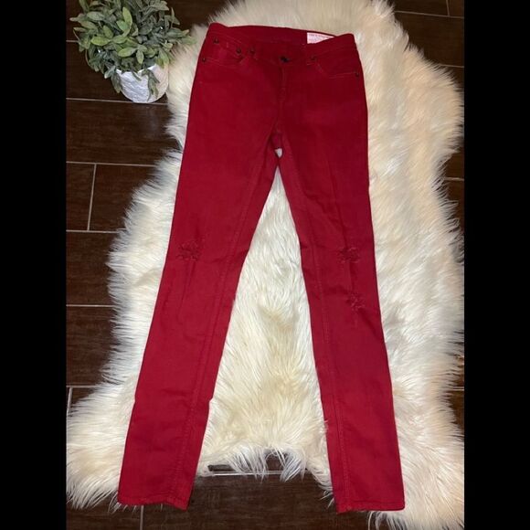 Rag & Bone red distressed skinny jeans sz 28 - Picture 2 of 10